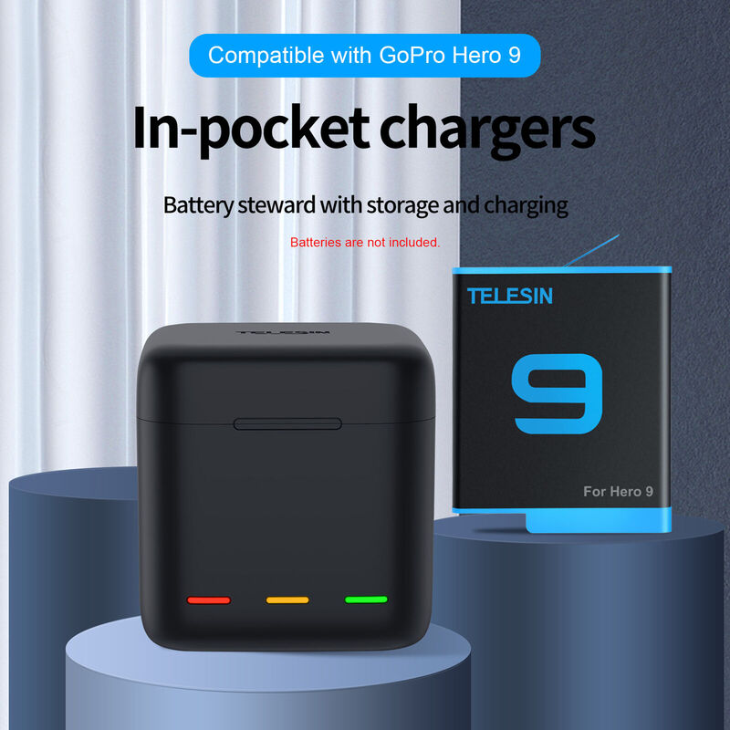3 Channel Storage Battery Charger Box for GoPro Hero 12 / Hero 11 / Hero 10  / Hero 9 Black